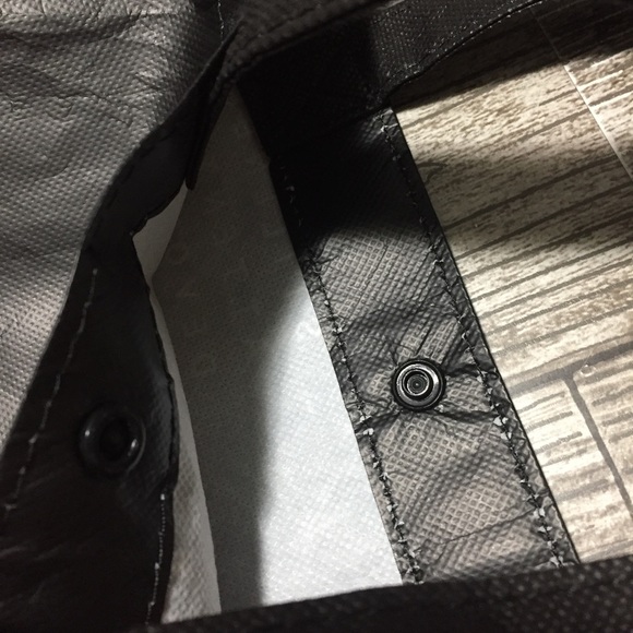 Lululemon Yoga Reusable Grocery Tote Bag Black White Graphic Print Snap Button - Picture 8 of 10